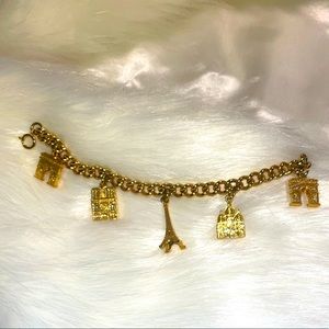 Vintage Parisian bracelet Eiffel Tower charm girl woman gold Paris Ratatouille